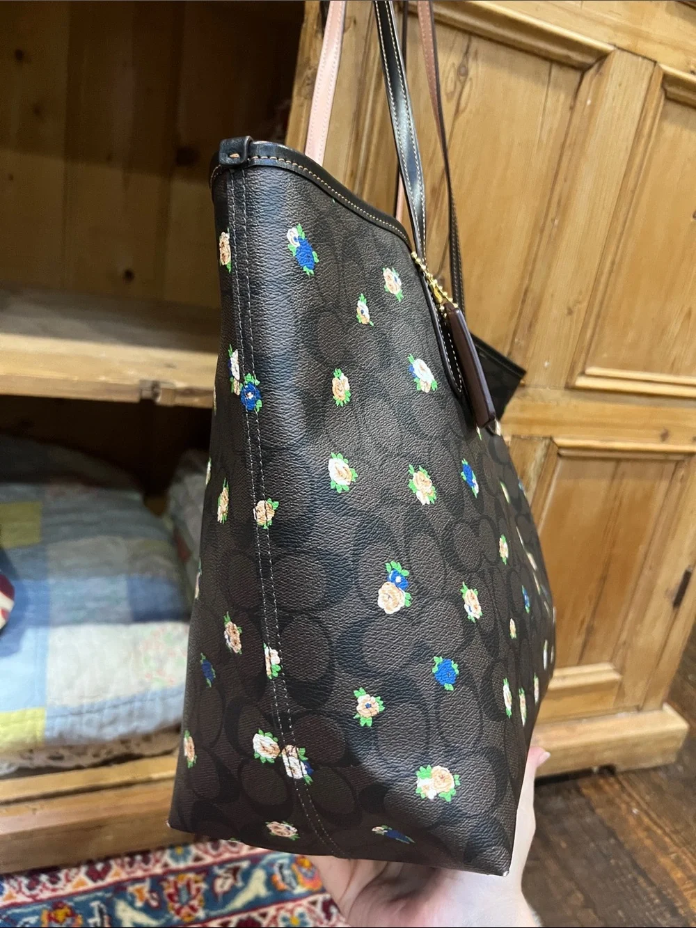 Coach C7274 City Tote Signature Canvas Vintage Mini Rose Print